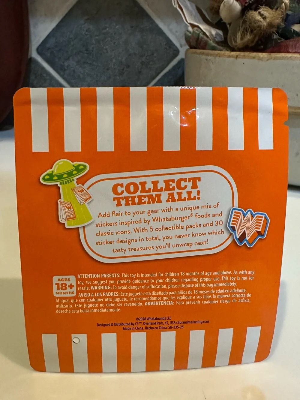 2026 WHATABURGER STICKER PACK 2 ORANGE WHITE KIDS WHATAMEAL COLLECTIBLE AGE 1.5+